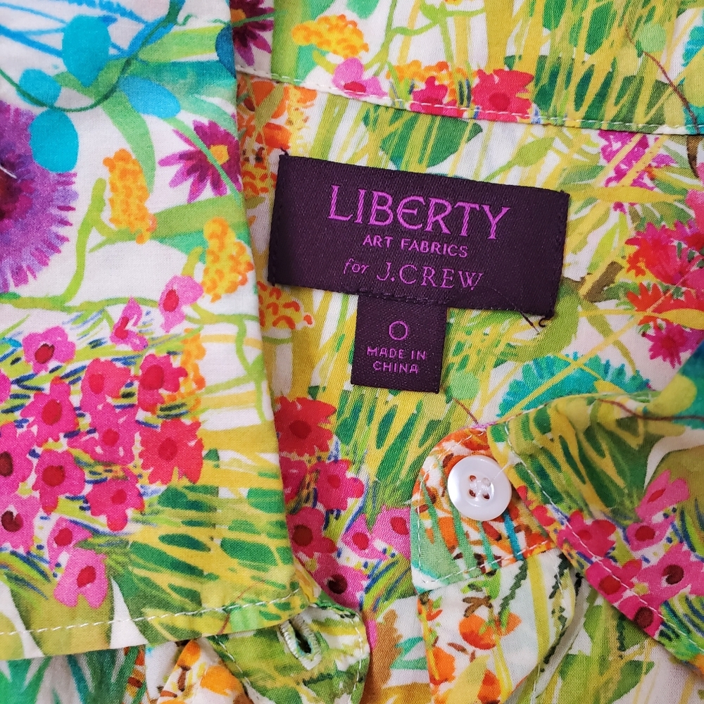 J.Crew Liberty Cotton Floral Button Down Size 0 Semi-Sheer - Picture 6 of 14
